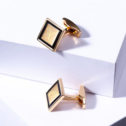 Запонки квадратные с гравировкой «Граф», золото
