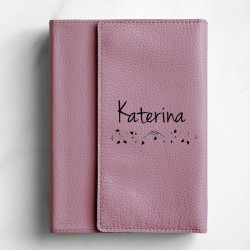 Кожаный ежедневник с персональной гравировкой "Антиква", цвет розовый