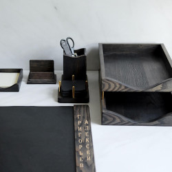 Премиальный настольный набор-органайзер с гравировкой "Президент", дерево