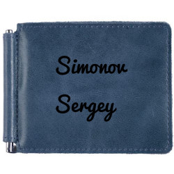 Зажим для купюр с гравировкой Dubai из кожи, цвет синий