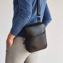 Мужская сумка-планшет из кожи  с гравировкой «Форвард», цвет черный