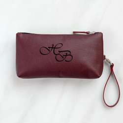 Кожаный мини-несессер с гравировкой «Luna», цвет винный