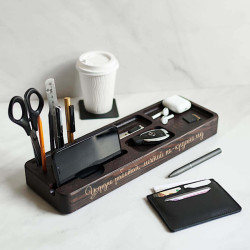 Настольный набор-органайзер с гравировкой "Ворк", черный