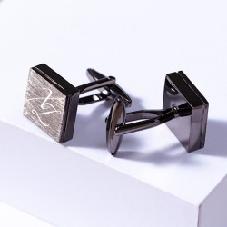 Запонки квадратные матовые с гравировкой  «Князь», чёрный