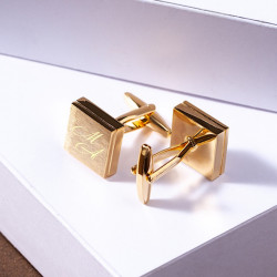 Запонки квадратные матовые с гравировкой  «Князь», золото