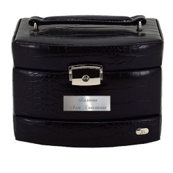 Шкатулка для украшений с гравировкой “Черный мак”Jardin D'Ete, цвет черный, "рептилия", 15,8 х 13 х 11,5 см