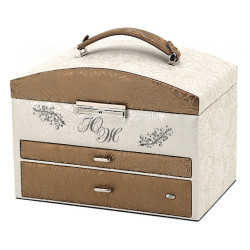 Шкатулка для украшений с гравировкой «Витраж» Jardin D'Ete, цвет бежево-золотой, 30 х 20 х 22,5 см