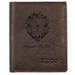 Вертикальное кожаное портмоне с гравировкой ZIPPO, коричневый
