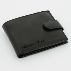 Портмоне с гравировкой S.QUIRE на кнопке , чёрный
