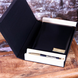 Набор ежедневник с золоченым срезом из эко-кожи + ручка в подарочной коробке