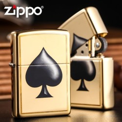 Зажигалка ZIPPO Classic с покрытием High Polish Brass, Пика, с гравировкой