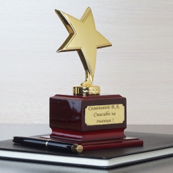 Награда на деревянном постаменте "Полярная звезда"