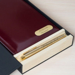 Премиальный именной набор кожаный ежедневник и ручка Parker "GOLD" в подарочной коробке