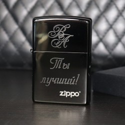Зажигалка ZIPPO Classic с покрытием Ebony™, черная, с гравировкой