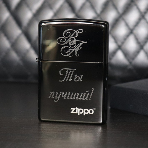 Зажигалка ZIPPO Classic с покрытием Ebony™, черная, с гравировкой