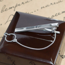 Серебряный зажим для галстука Swarovski с гравировкой