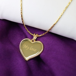 Кулон с гравировкой на цепочке "Золотое сердце"