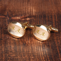 Овальные запонки с гравировкой "Шик", цвет золото
