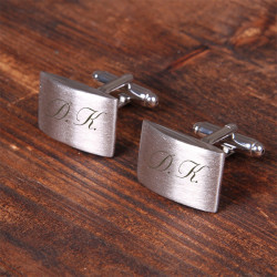 Прямоугольные запонки с гравировкой, цвет серебро