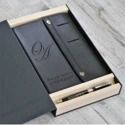 Подарочный набор кожаный дизайнерский ежедневник и ручка Pierre Cardin с гравировкой "Орландо"