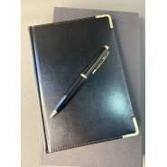 Кожаный ежедневник с золотым срезом и ручка Pierre Cardin в подарочной коробке с гравировкой "Прадо"