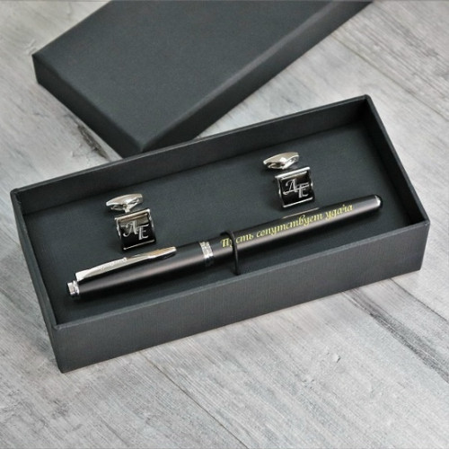 Подарочный набор запонки и ручка Pierre Cardin с персональной гравировкой "Лоренцо"