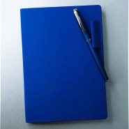 Именной ежедневник с гибкой обложкой, покрытием soft touch «Дженга», цвет синий