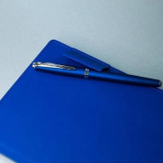 Именной ежедневник с гибкой обложкой, покрытием soft touch «Дженга», цвет синий