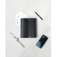 Кожаный органайзер на кольцах А5 "Memo Black" с гравировкой