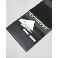 Кожаный органайзер на кольцах А5 "Memo Black" с гравировкой