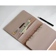 Кожаный органайзер на кольцах А5 "Memo Latte" с гравировкой
