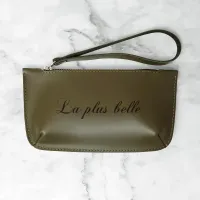 Кожаный мини несессер с гравировкой, цвет оливковый