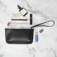 Кожаный мини несессер с гравировкой, цвет черный