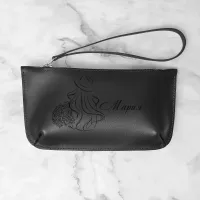 Кожаный мини несессер с гравировкой, цвет черный