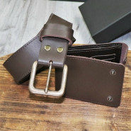 Подарочный набор ремень и портмоне с персональной гравировкой "Империал", цвет коричневый