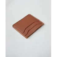 Картхолдер кожаный с гравировкой "Флэт", цвет рыжий