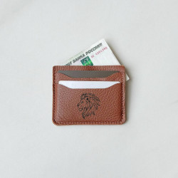 Картхолдер кожаный с гравировкой "Флэт", цвет рыжий