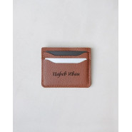 Картхолдер кожаный с гравировкой "Флэт", цвет рыжий