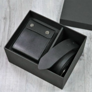 Подарочный набор ремень и портмоне с персональной гравировкой "Империал", цвет черный