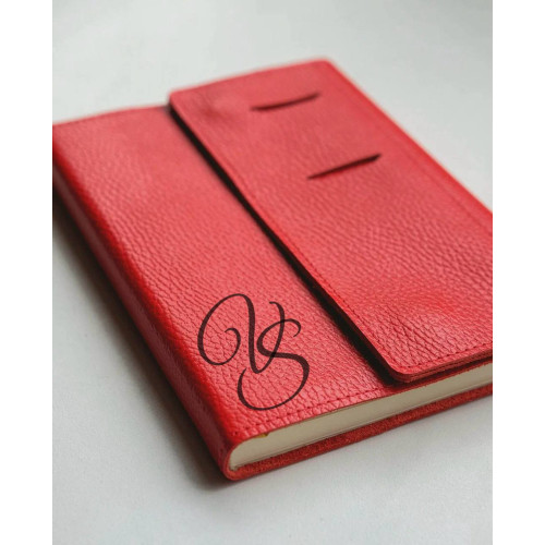 Кожаный блокнот в клетку "Рэдди", цвет красный