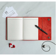 Кожаный блокнот в клетку "Рэдди", цвет красный