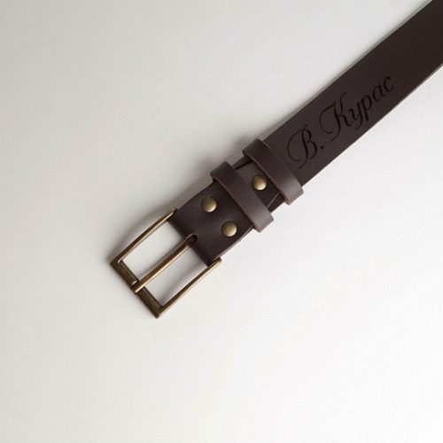 Кожаный ремень с гравировкой "Belt brown matte"