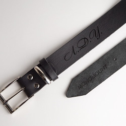 Кожаный ремень с гравировкой "Belt black matte"