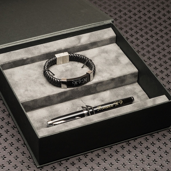 Подарочный набор ручка Parker и кожаный браслет с гравировкой Millenium