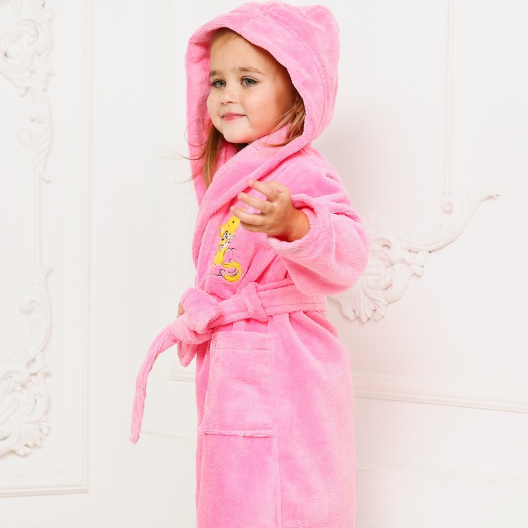 Детский халат розовый, бамбук