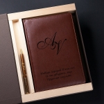Набор ежедневник и ручка в подарочной коробке с гравировкой Galant, цвет коричневый