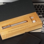 Премиальный именной набор ручка и запонки из серебра 925 пробы Mercury