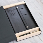 Подарочный набор кожаный дизайнерский ежедневник и ручка Parker с гравировкой Биаррице