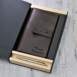 Подарочный набор портмоне и ручка Parker с гравировкой Бальтар, цвет коричневый
