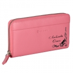 Кожаный кошелек с гравировкой цвет розовый